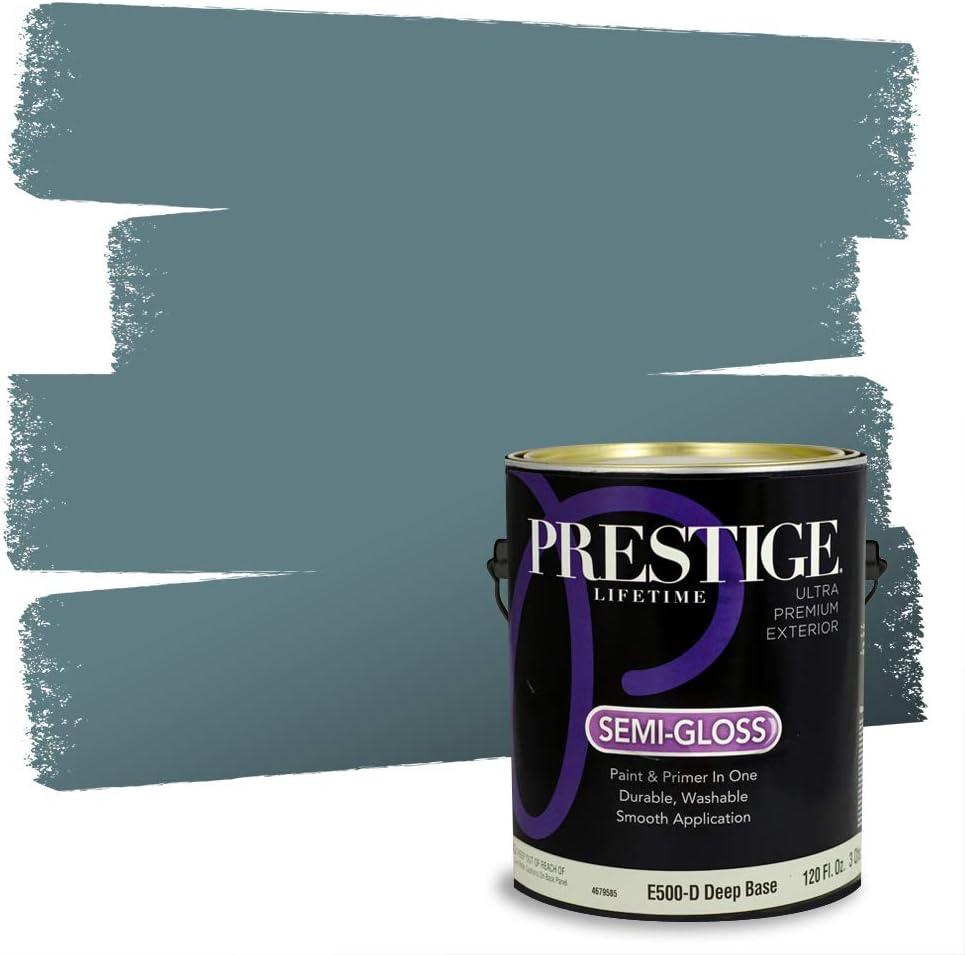 PRESTIGE Paints E100-T-SW6241 Exterior Paint and Primer in One, 1-Gallon, Flat, Comparable Match of Sherwin Williams Aleutian, 1 Gallon, SW18-Aleutian