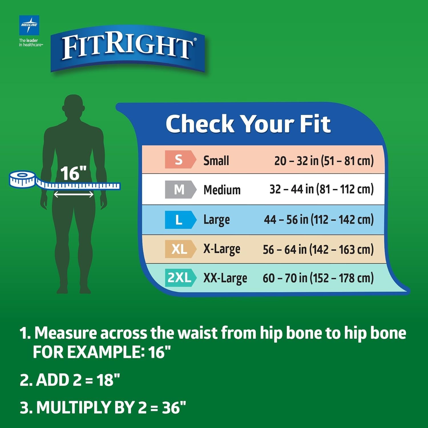FitRight Ultra Adult Diapers, Disposable Incontinence Briefs, Leak-Proof Diaper, Absorbent Briefs For Men and Women, Maximum Protection, Medium, 32 – 44 in, 20 briefs per bag