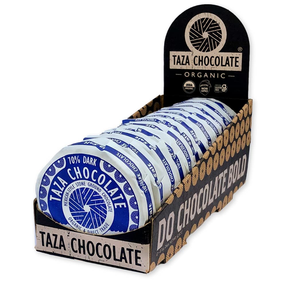 Taza Chocolate Organic Mexicano Disc Stone Ground, Variety Pack, 1.35 Ounce (8 Count), Vegan | Vegan, Dairy Free, Gluten Free, Organic Stone Ground Dark Chocolate Disc, 1.35 Ounce