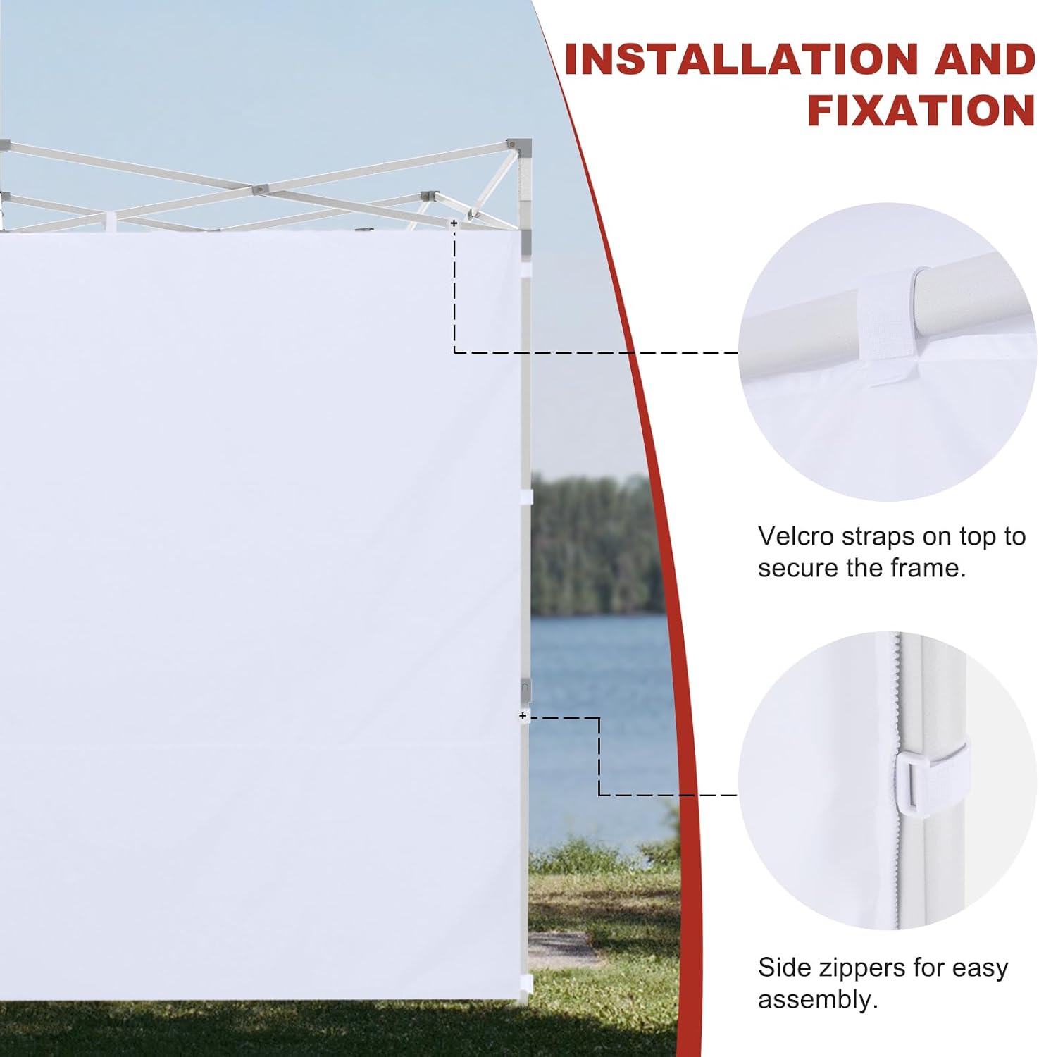 ABCCANOPY Instant Canopy SunWall 10x10 FT No Frame or Top, White