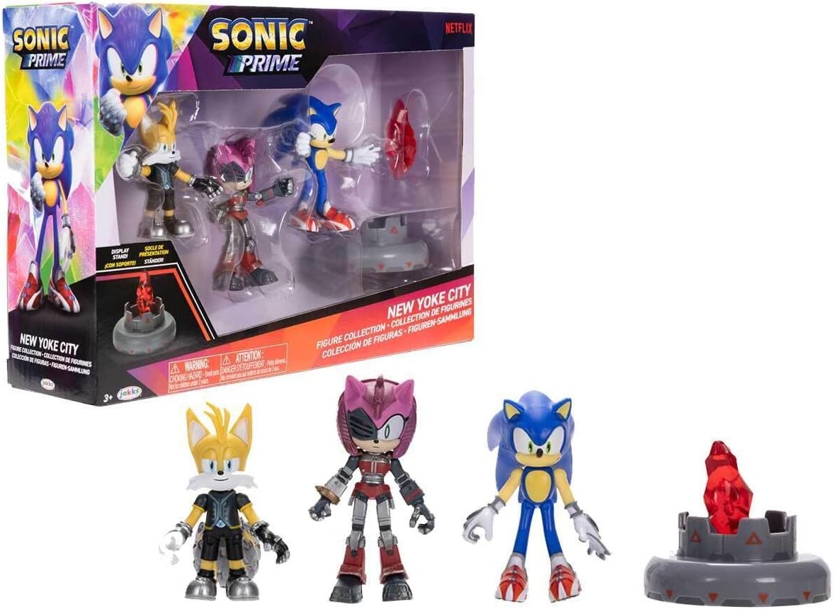 JAKKS Pacific Sonic Prime 2.5" Figure Multipack with Sonic, Tails Nine & The Prism Shard with Display Base!