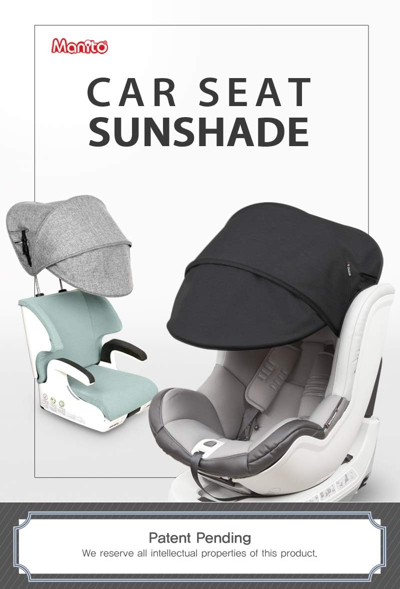 Manito Sun Shade Extender/Auxiliary Canopy for Car Seat (Black Grey)