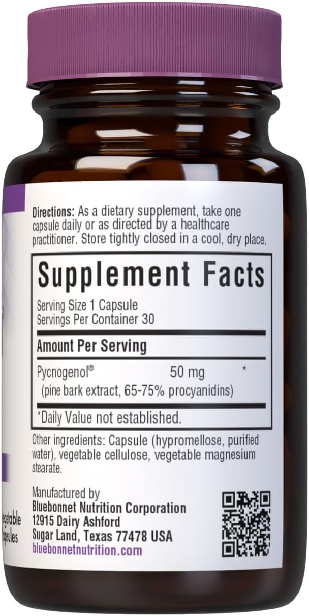 BLUEBONNET NUTRITION PYCNOGENOL 50 mg | Third-party tested for purity and potency; manufactured in the USA