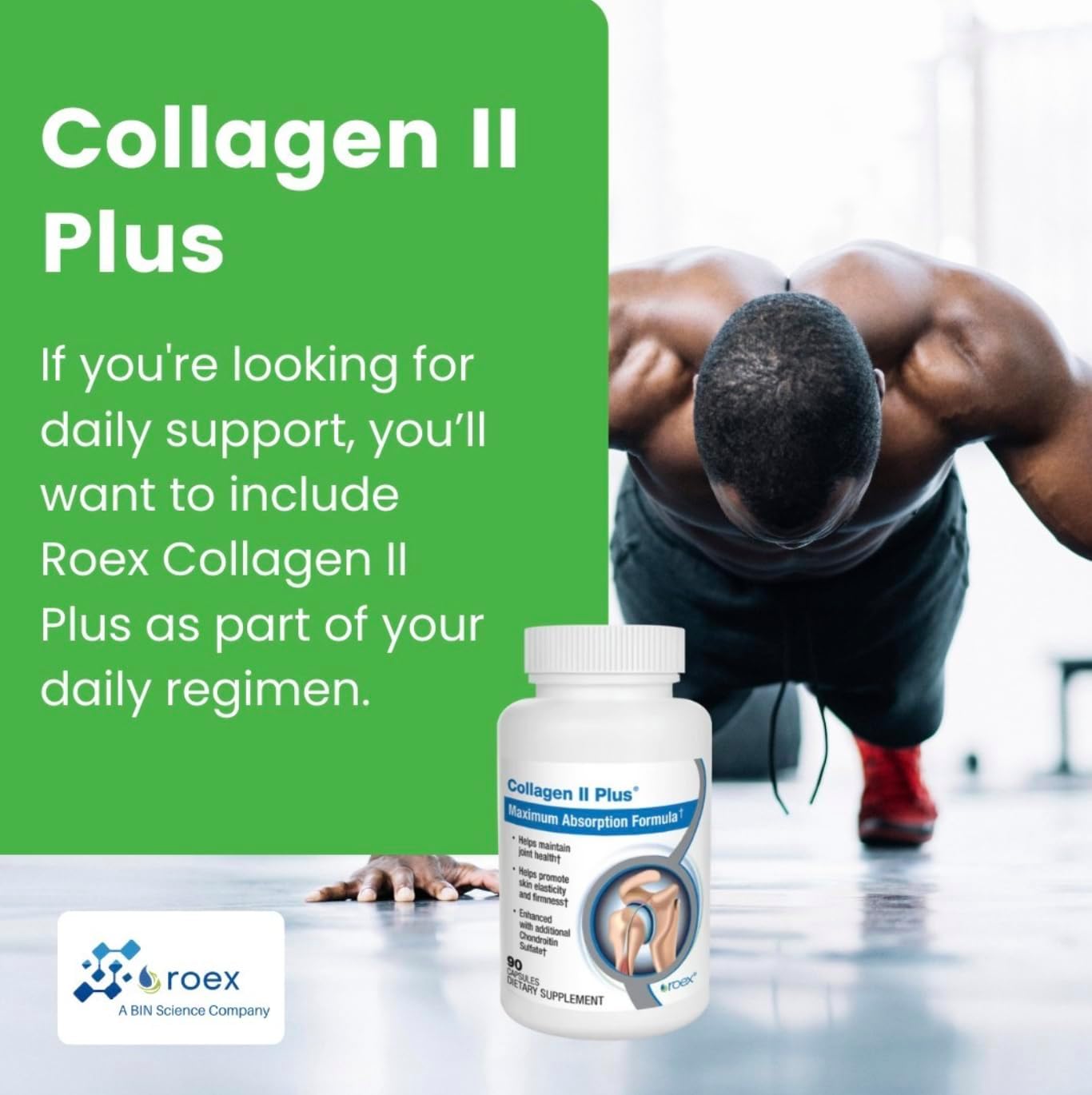 Roex Vitamins | Collagen II Plus | Vegetable Capsules | Organic | Joint Health | Anti-Aging | 90 Count
