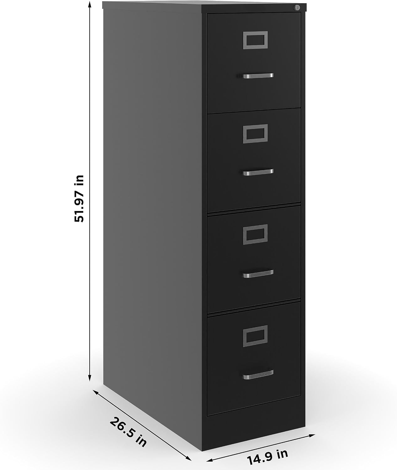 Staples 4-Drawer Vertical File Cabinet, Letter Size Documents, Lockable, 26.5" D x 15" W x 51.97" H, Putty/Beige