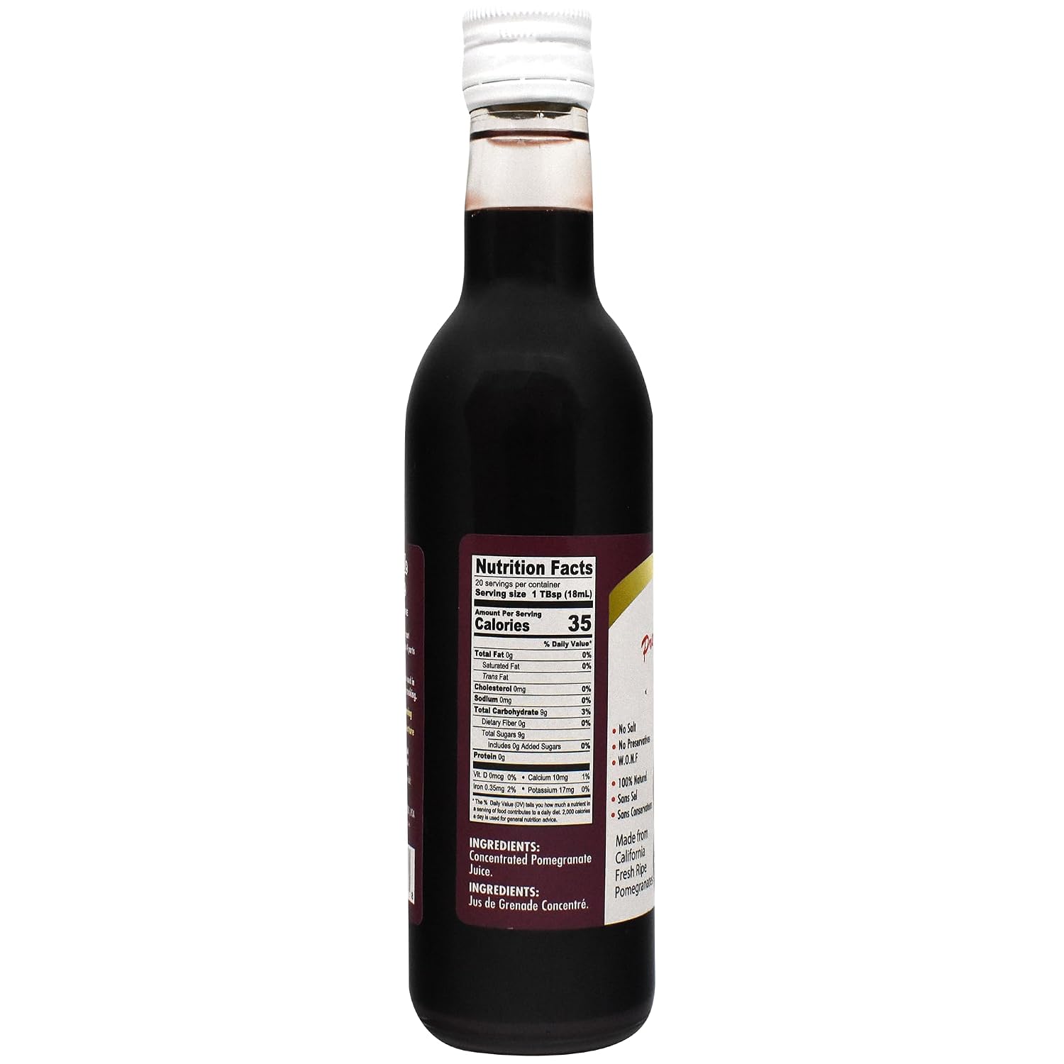 Sadaf Premium Pomegranate Molasses - 100% Pure Pomegranate Molasses for Cooking & Food Flavoring - Syrup - Middle Eastern Cuisine - Kosher & Vegetarian - 12 oz Bottle