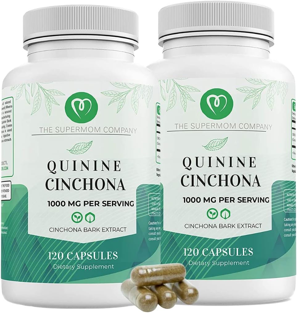 Quinine Cinchona Bark Extract 1000 mg – Herbal Supplement for Muscle & Leg Cramp Relief, Digestive Support & Immune Health – 120 Capsules, Non-GMO