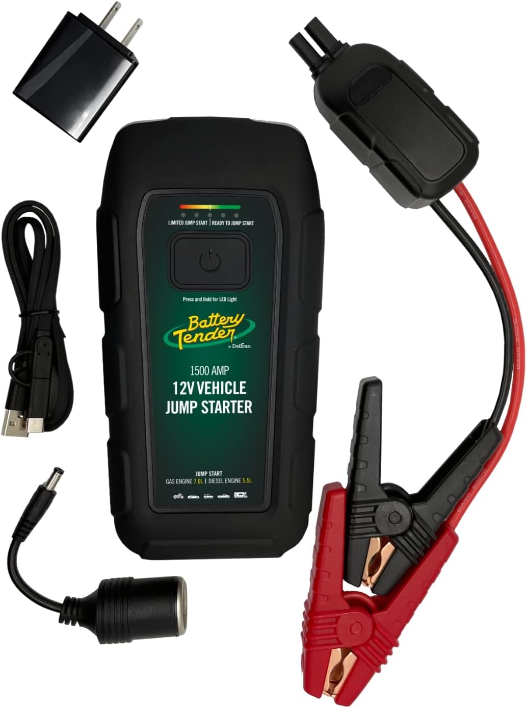 Battery Tender 1500 AMP Lithium Jump Starter - 12000mAh Portable Power Station - LED Flashlight Emergency Strobe - 3 Fast USB Charging Ports