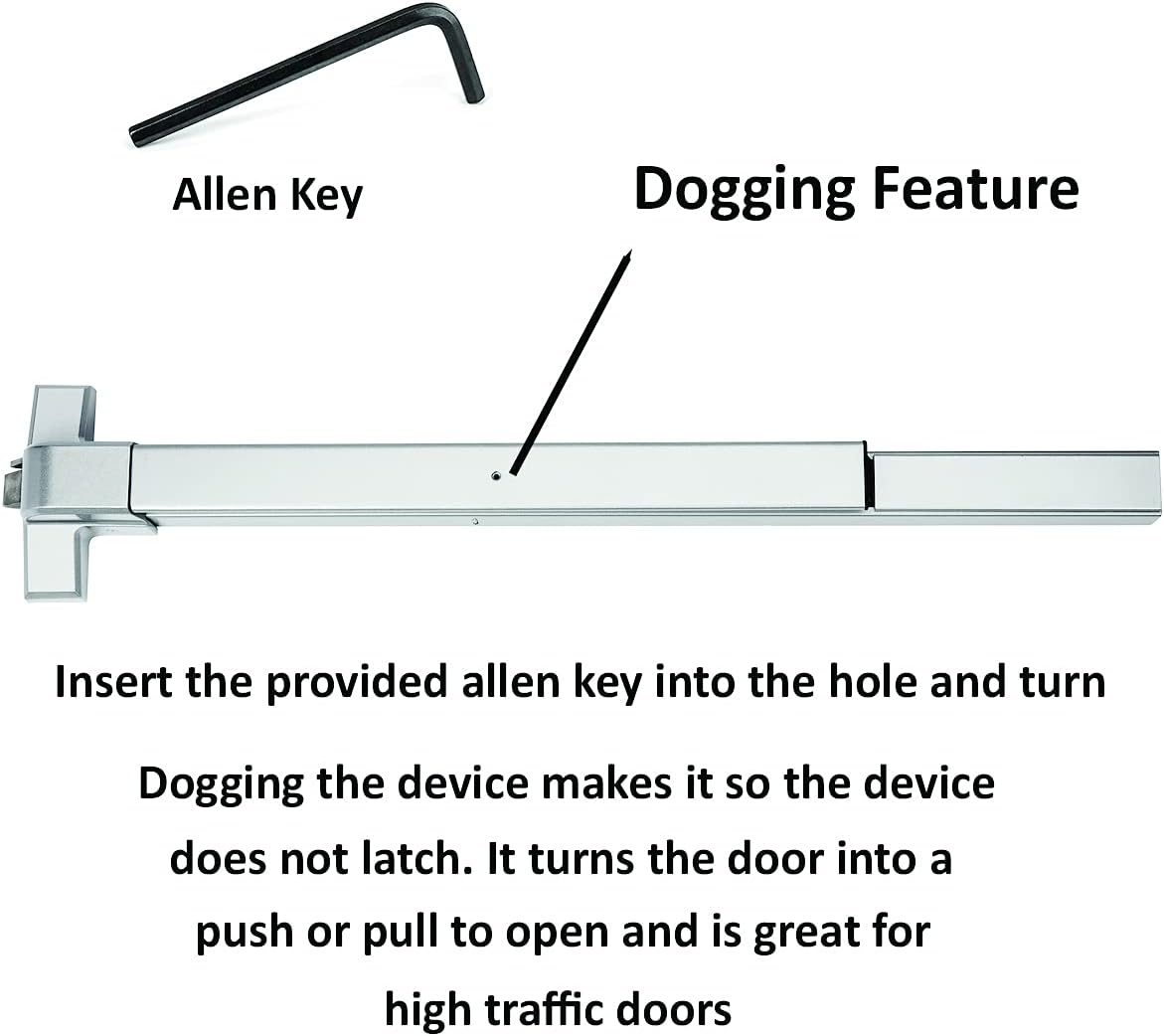 Dynasty Hardware Push Bar Panic Exit Device for Emergency Exit Doors, Aluminum Finish Commercial Panic Bar Door Handle, Push Bar for Exit Door