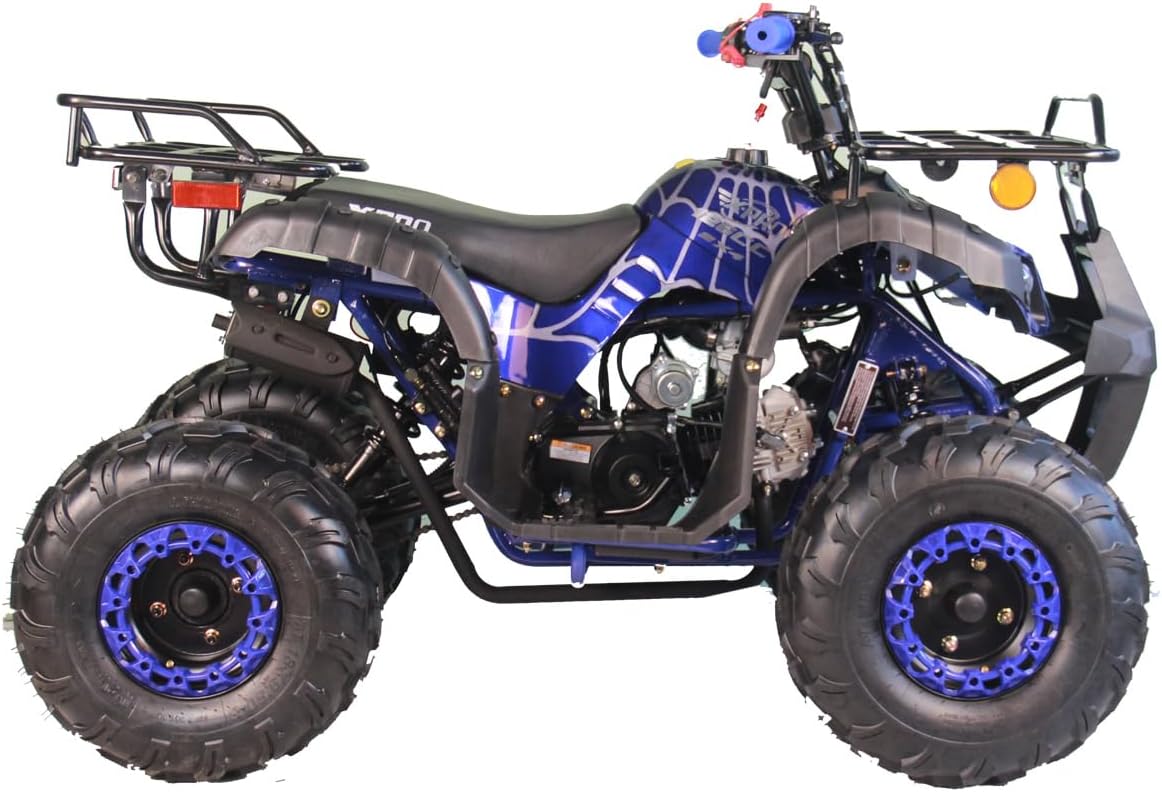 X-PRO 125cc ATV 4 Wheels Quad 125 ATV Quads with LED Lights, Big 19"/18" Tires!（Army Black）