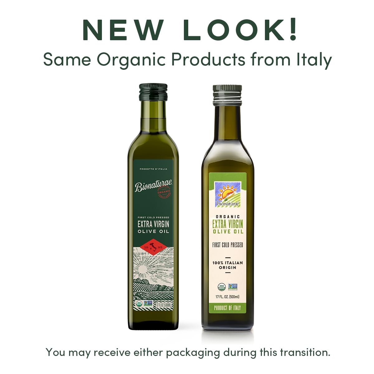 Bionaturae Extra Virgin Olive Oil - Organic Olive Oil, Non-GMO, USDA Certified Organic, Recyclable Glass, 100% Authentic Italian Olive Oil, Made in Italy - 17 Fl Oz