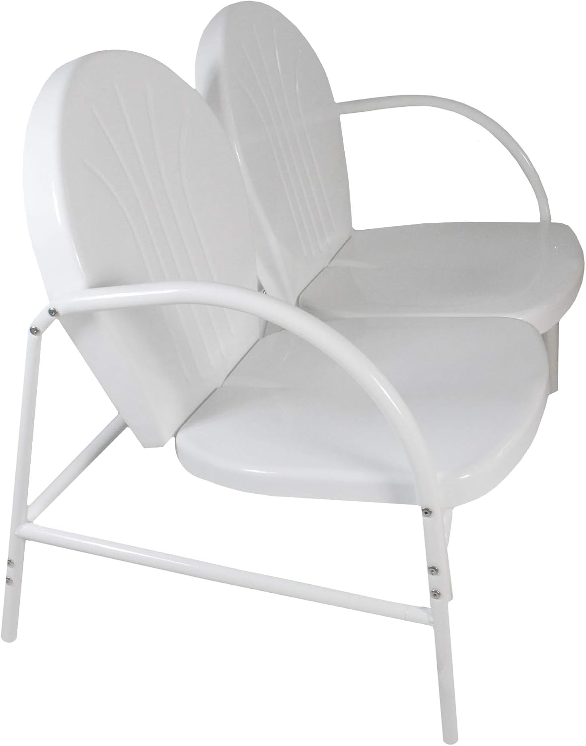 47-Inch Outdoor Retro Tulip Steel Loveseat, White