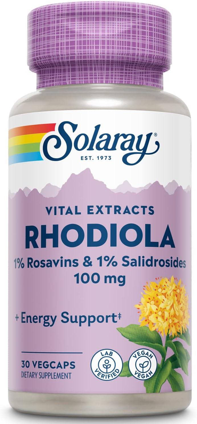 SOLARAY Rhodiola Root Extract 100mg, 1% Salidrosides, 30 VegCaps