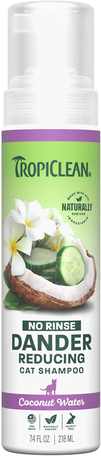 TropiClean No Rinse Waterless Dog Shampoo, Papaya & Coconut Scent, 7.4oz