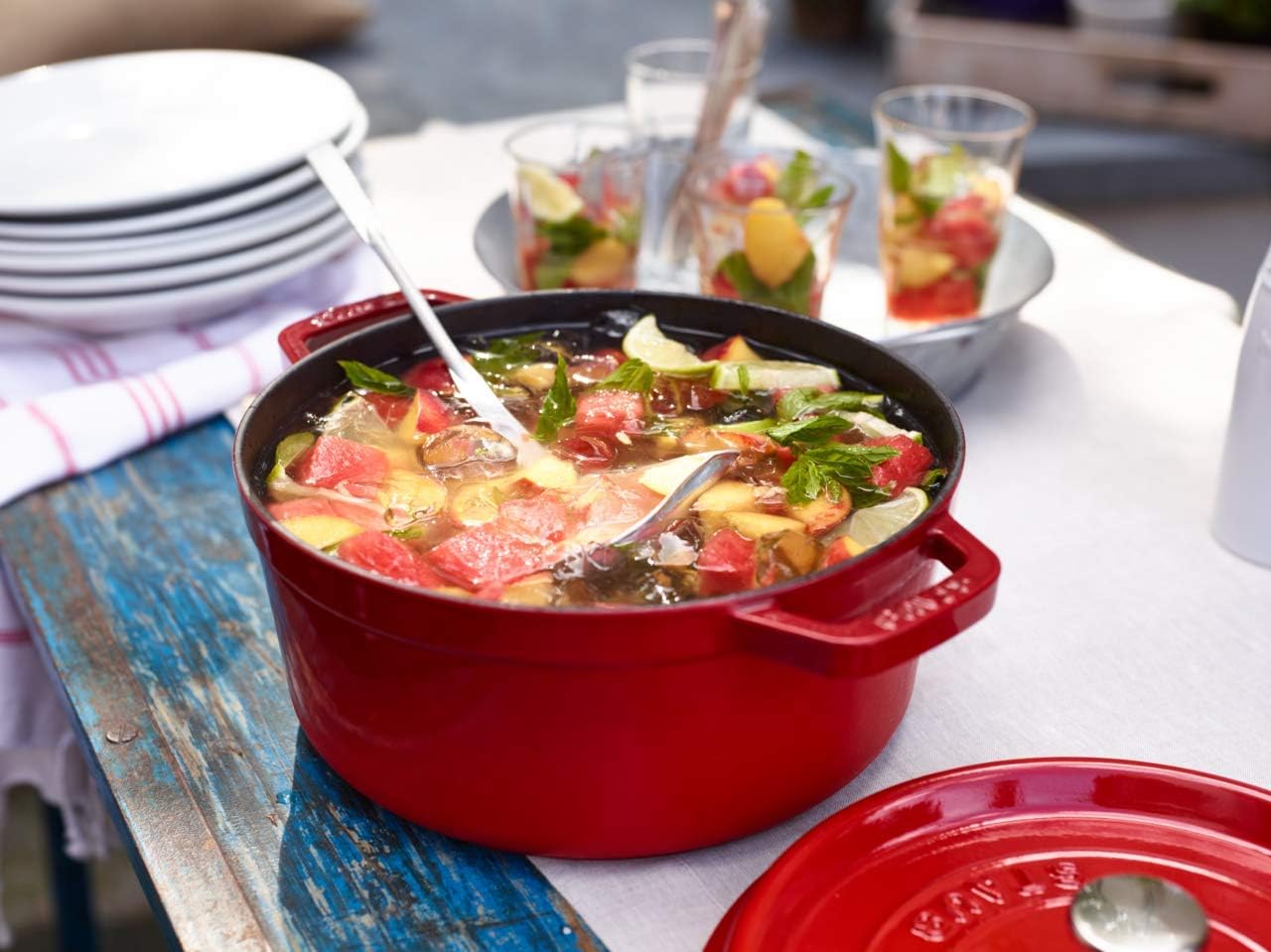 Staub Cast Iron Round Cocotte, Dutch Oven, 5.5-quart, serves 5-6, Made in France, Cherry