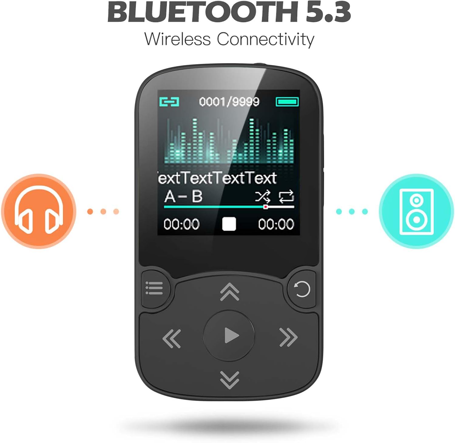 AGPTEK 64GB MP3 Player with Clip, A65 Bluetooth 5.3 Music Player for Sports | with FM Radio, Voice Recorder for Running, Supports up to 128GB TF Card, Orange