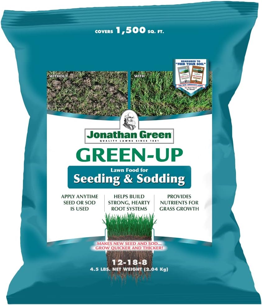 Jonathan Green (11540) Green-Up Lawn Food for Seeding & Sodding - 12-18-8 Grass Fertilizer (1,500 Sq. Ft.)