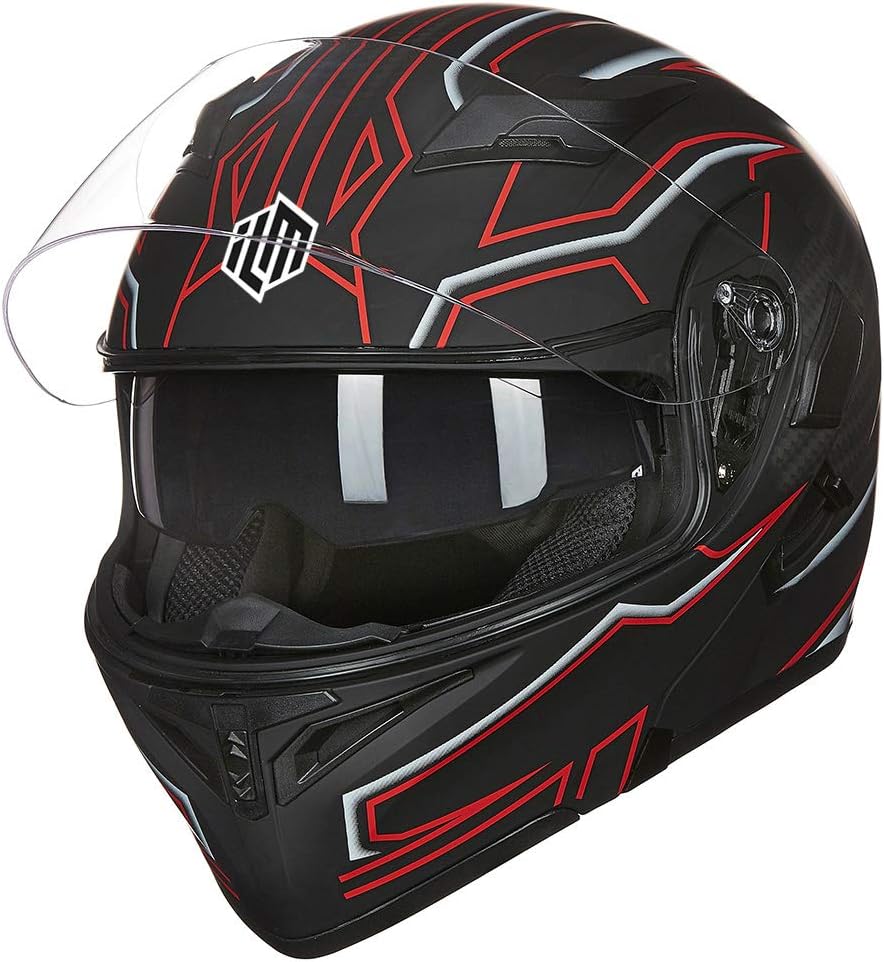 ILM Motorcycle Dual Visor Flip up Modular Full Face Helmet DOT Model 902/902L