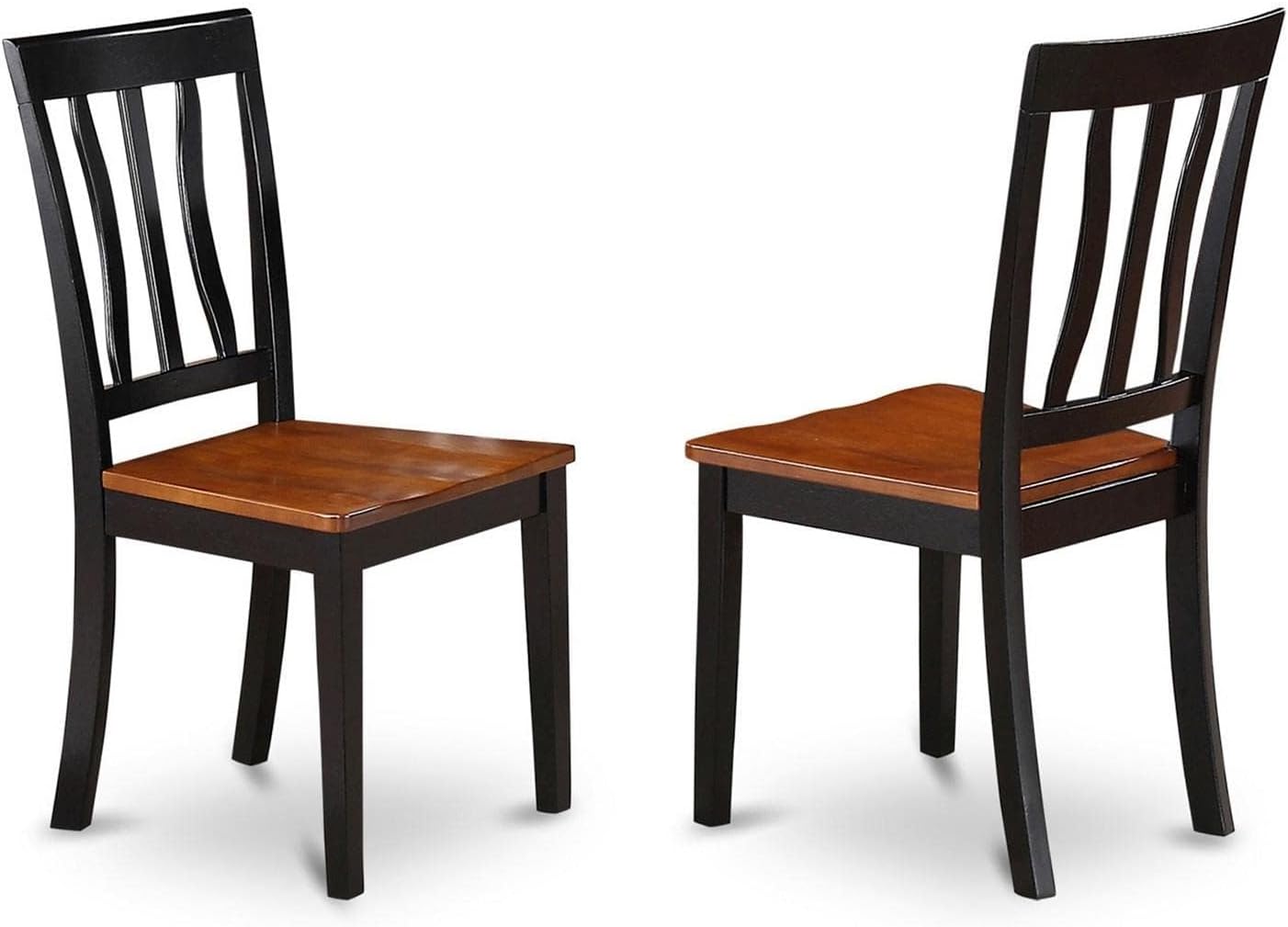 East West Furniture ANC-WHI-W Antique Dining Room Chairs - Slat Back Solid Wood Seat Chairs, Set of 2, Buttermilk & Cherry
