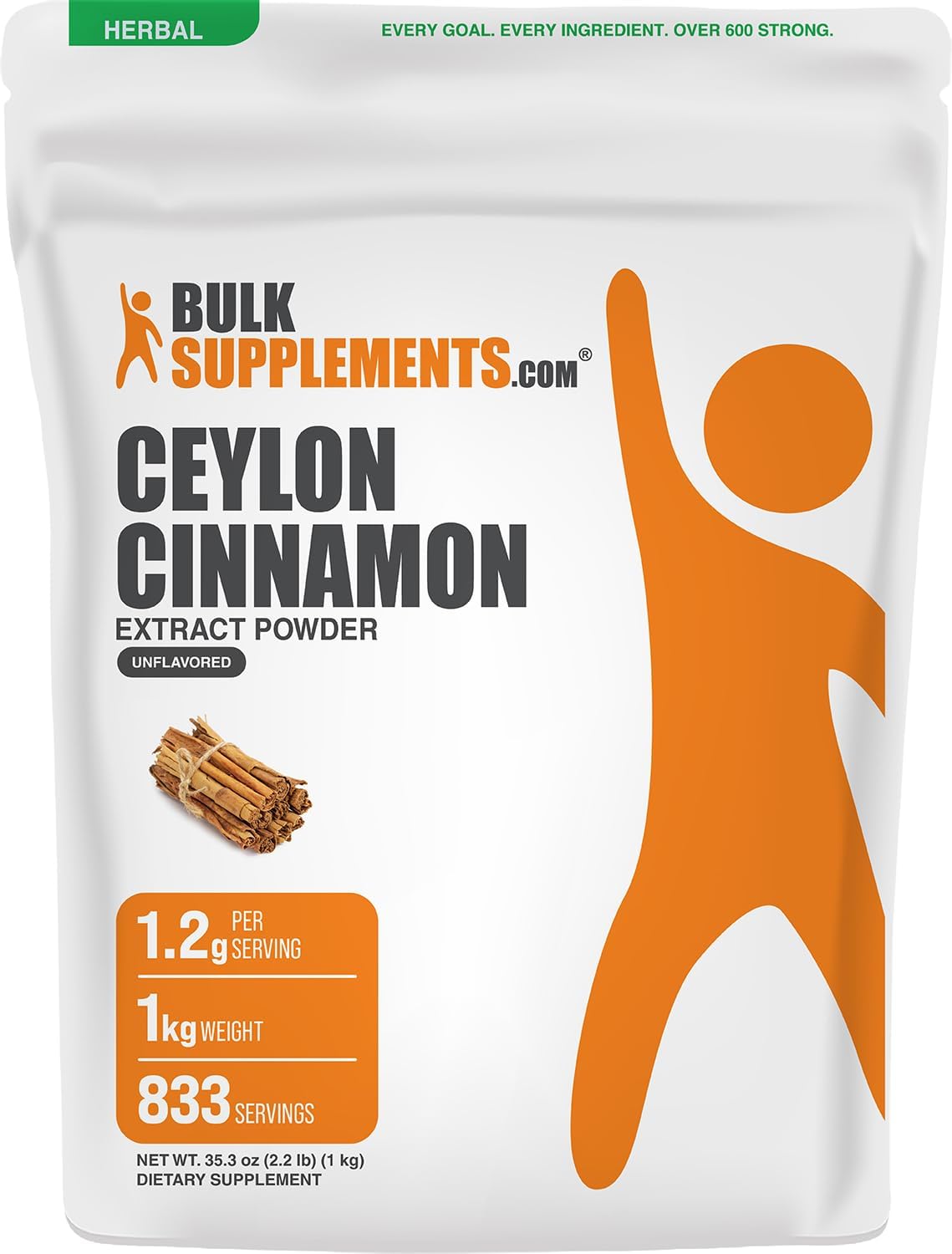 BulkSupplements.com Ceylon Cinnamon Extract Powder - Cinnamon Extract, Cinnamon Ceylon - Cinnamon Supplement, Pack of 1 - Gluten Free & Soy Free, 1000mg per Serving, 5kg (11 lbs)