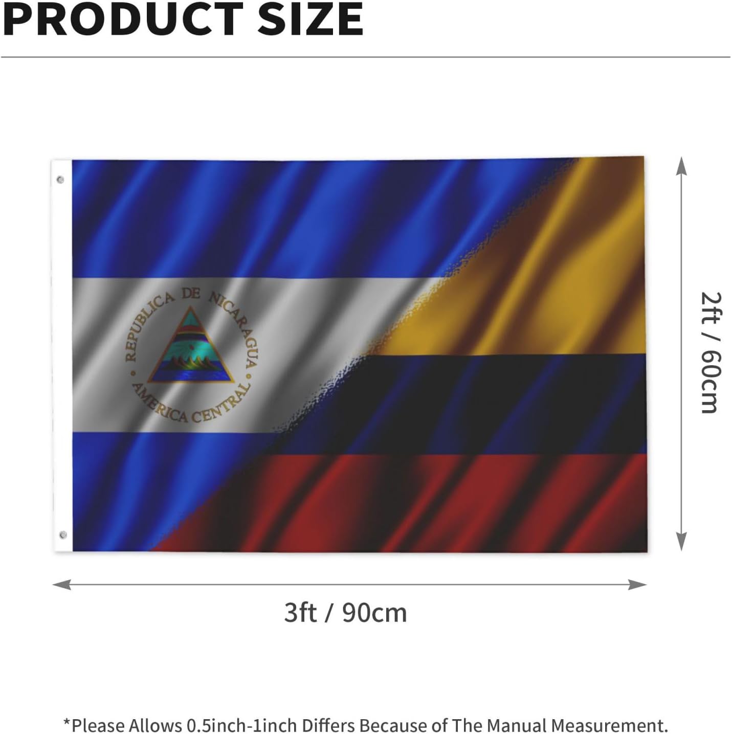 Nicaraguan Nicaragua And American Usa Flag 2x3 Ft Flags Double-Sided Printing Outdoor Indoor Decoration Country Flag 2x3 Foot Polyester Banner