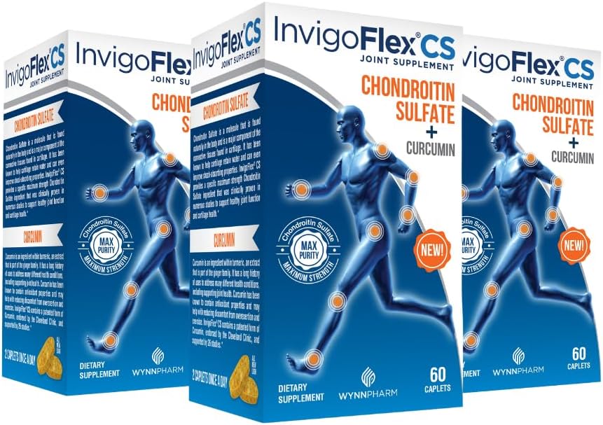 INVIGOFLEX® CS - Chondroitin Sulfate with Turmeric Curcumin Non GMO for Knee, Hand, Back & Hip Premium Joint Supplement