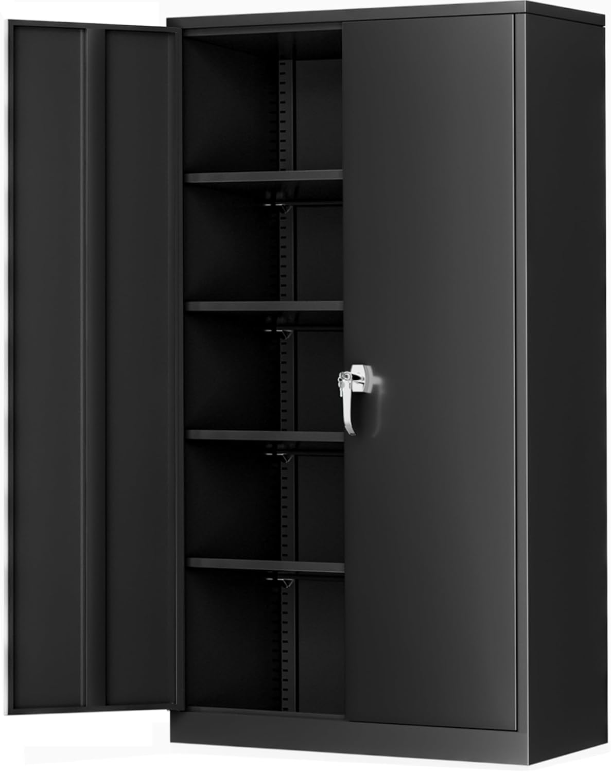 Greenvelly Steel SnapIt Storage Cabinet, 72" Locking Metal Garage Storage Cabinet with 4 Adjustable Shelves, 2 Doors and Lock for File, Office, Garage