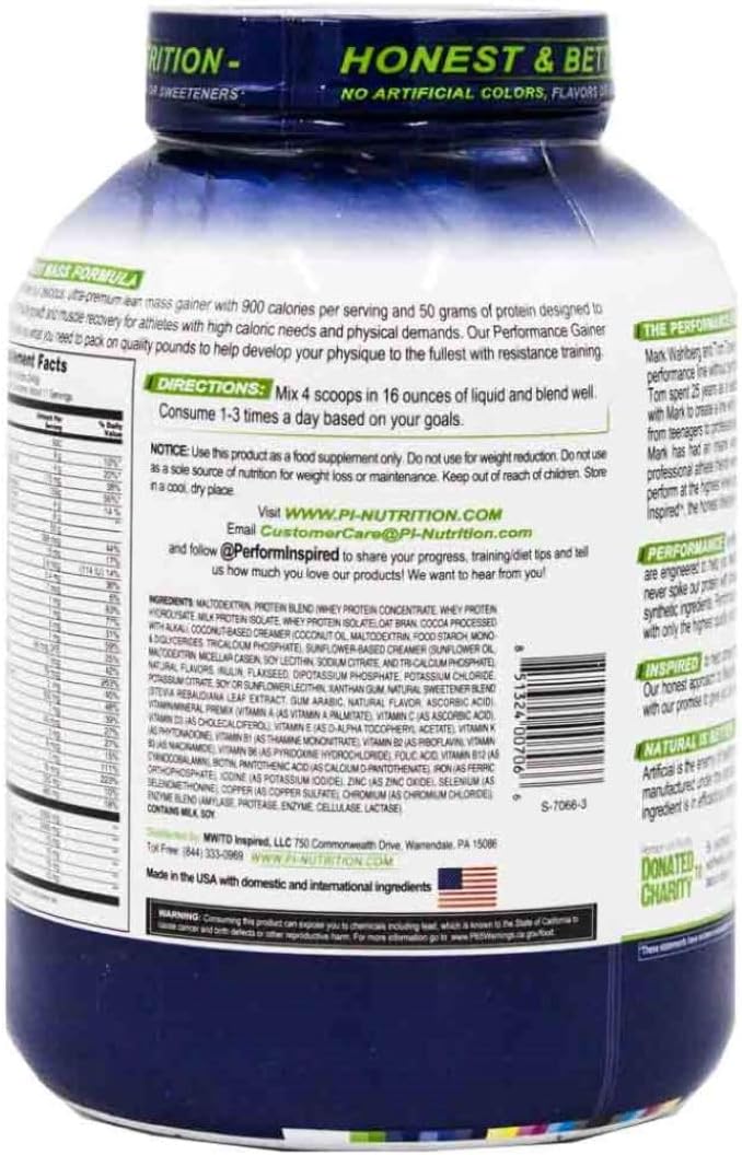 Performance Inspired Nutrition Smart Mass Gainer – 50G Protein, 900 Calories, Creatine, L-Glutamine & Digestive Enzymes – Muscle Recovery & Growth – Chocolate Milkshake – 6 lb | 50G Protein - 900 Calories - Creatine, L-Glutamine & Digestive Enzymes