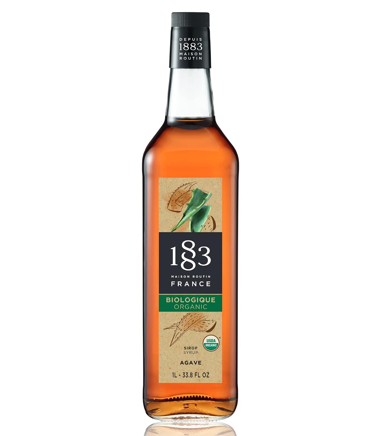 1883 Maple Syrup for Drinks, Made in France, 1 Liter Glass Bottle