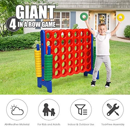 GLACER Giant 4-in-A-Row, Jumbo 4-to-Score Giant Game Set Backyard Games for Kids & Adults