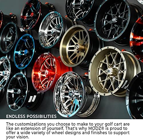 10"x7" Black 8 Window Steel - Golf Cart Lifted Tires and Wheels Combo Set of 4