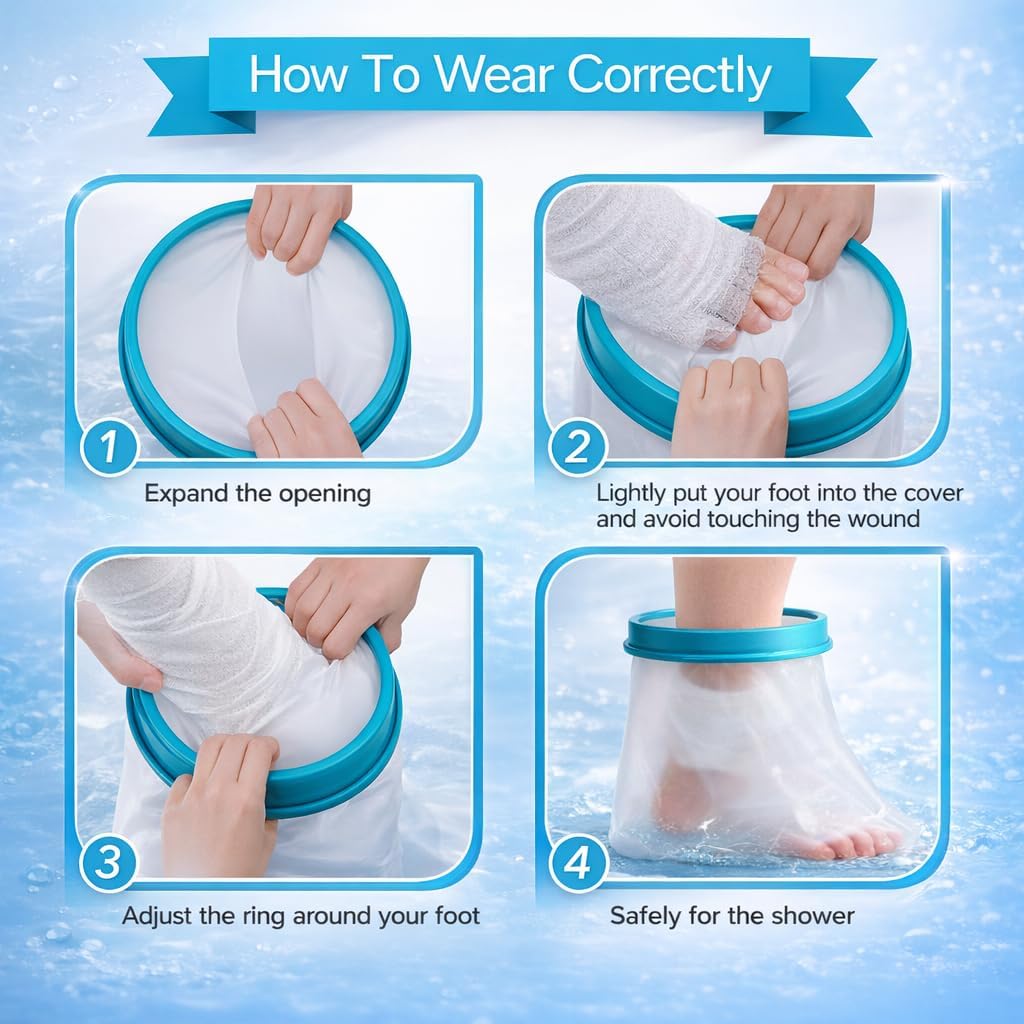 Waterproof Foot Cast Cover for Shower Adult, Patented Ankle Wound Protector Watertight Seal