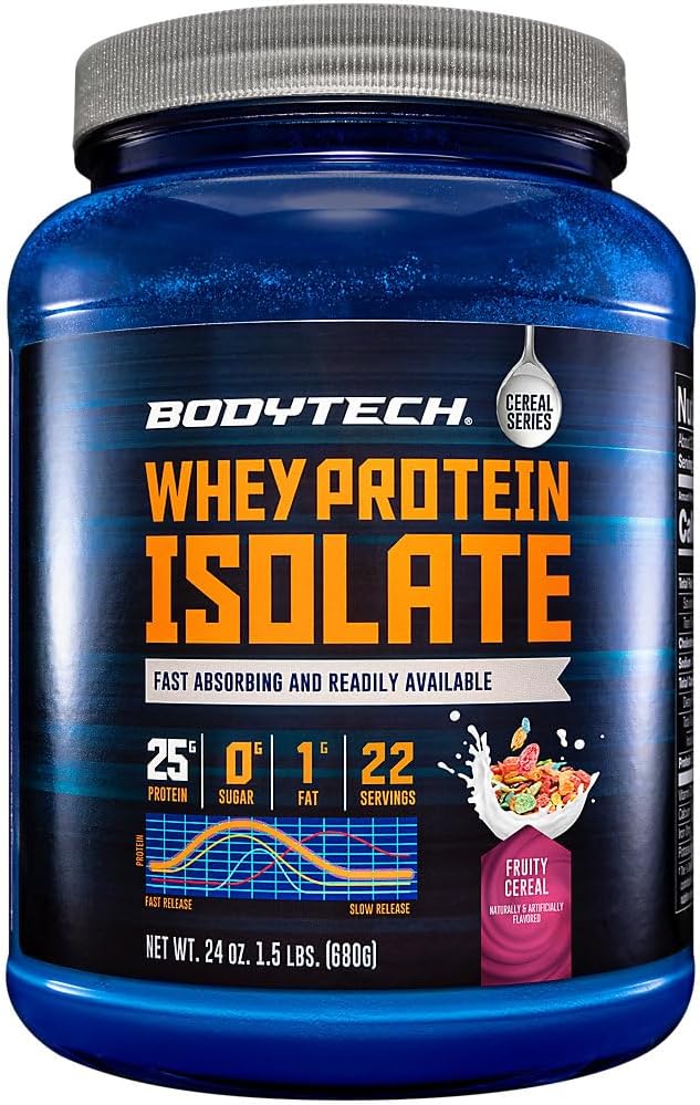 BodyTech Whey Protein Isolate Powder, French Vanilla, 1.5 LB, 23 Servings | 25G Protein per Serving, High Concentrated Protein Powder With Amino Acids & BCAAs for Men and Women, Gluten Free