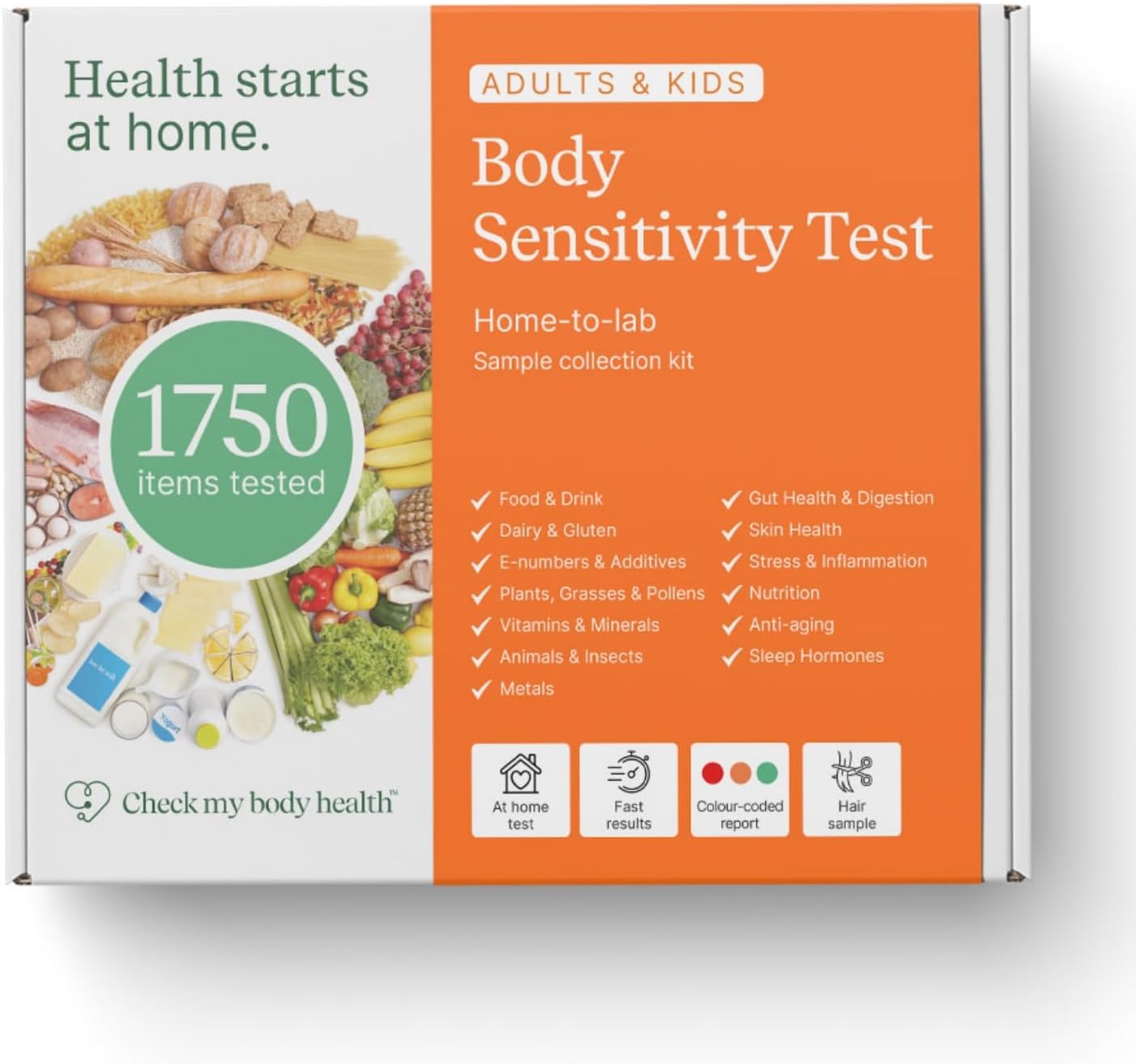 Food Sensitivity Test Kit for Adults & Kids - 990 Items - Hair Sample