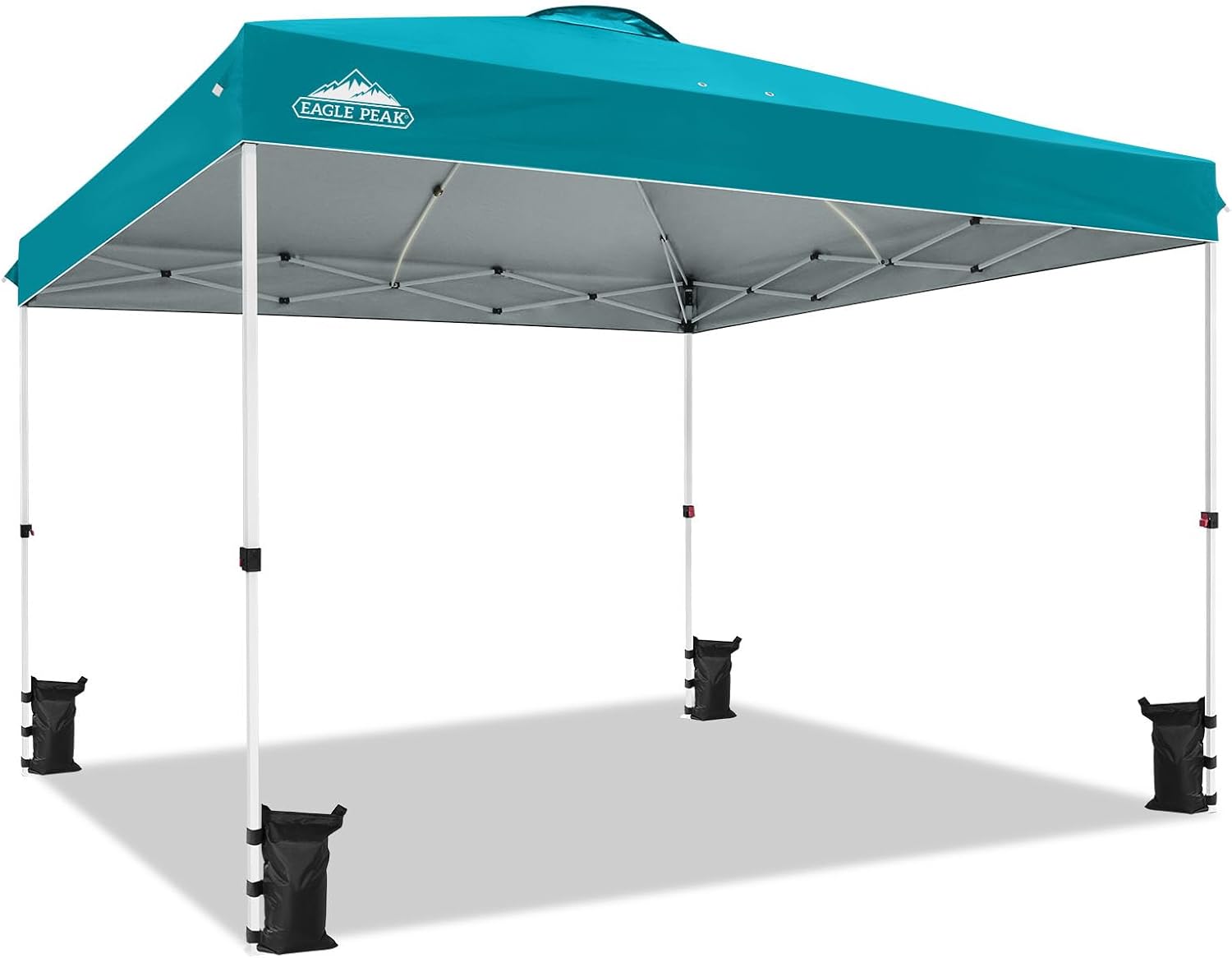 EAGLE PEAK 10x10 Pop Up Canopy Tent Easy Up Canopy Outdoor, White | Patented PeakPush™ Center Lock, 1 Person Setup Portable Pop Up Tent, Beach, Markets, Camping Sport Events, Wheeled Carry Bag
