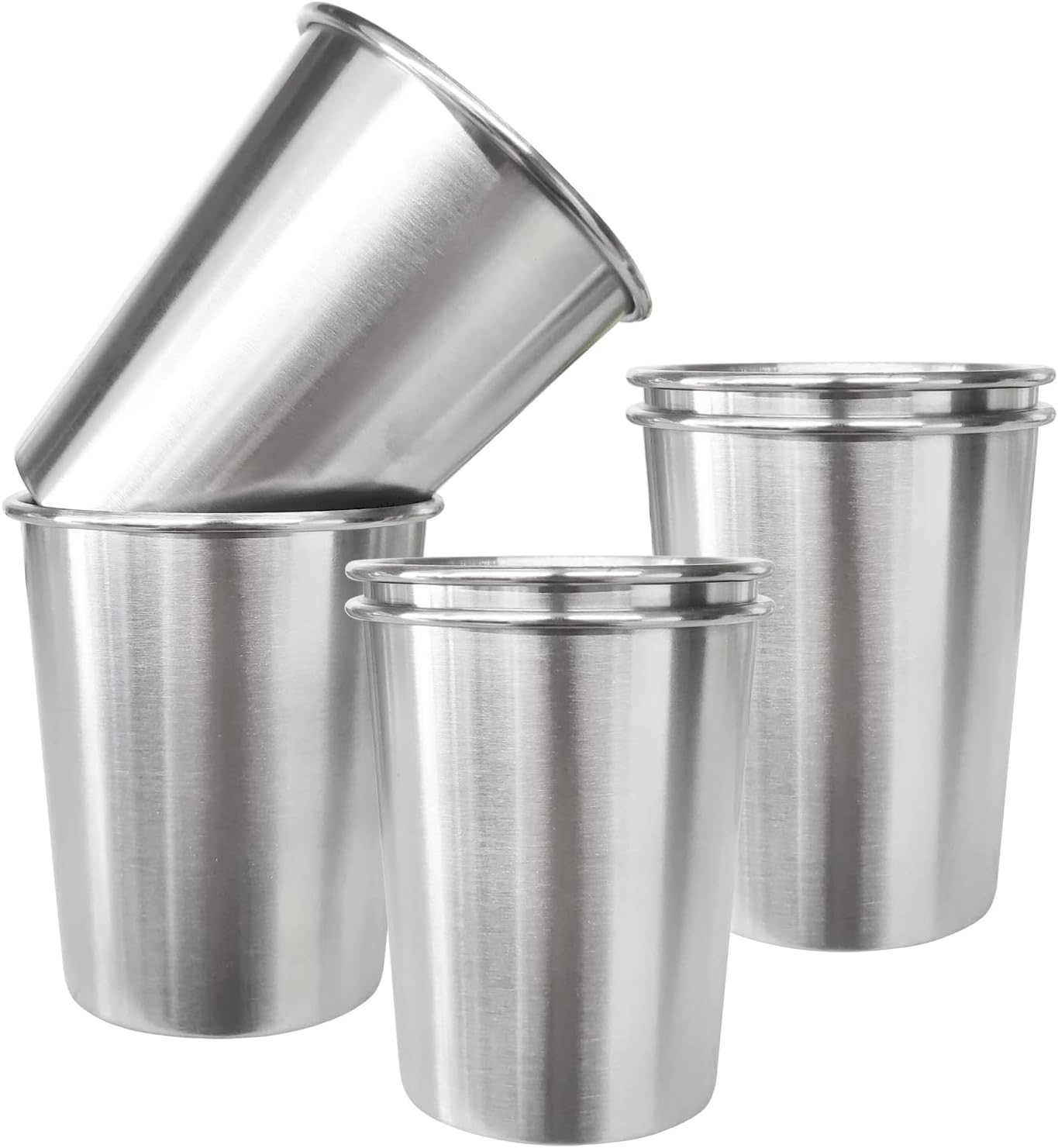 6 Pack 8 oz Stainless Steel Kids Cups, Children's Pint Cups, Stackable Metal Cups, Shatterproof Drinking Glasses