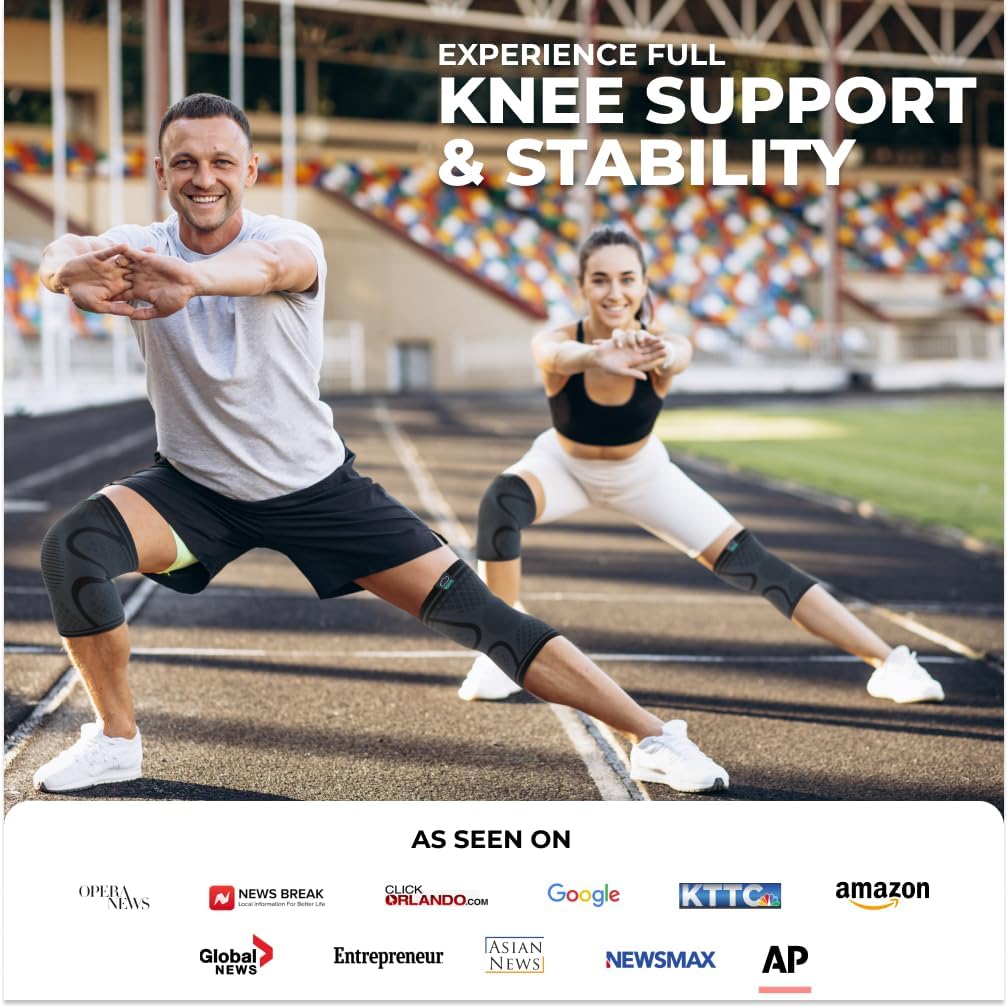 Modvel Compression Knee Brace for Women & Men - 2 Pack Knee Brace for Women Running Knee Pain, Knee Support Compression Sleeve