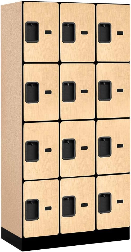 Salsbury Industries Four Tier Designer Wood Locker, Mahogany, 6' 3" x 18"