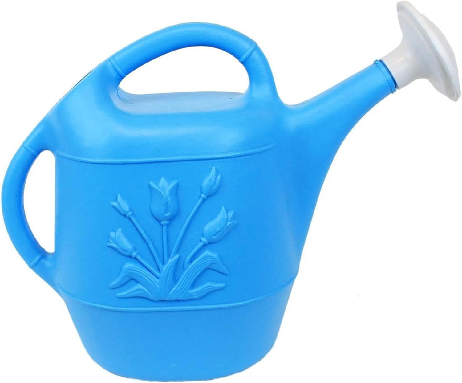 Union Products 63066 2 Gallon Plastic Indoor/Outdoor Watering Can w/Tulip Design for Garden, Potted Plants, & Patio Pots, Caribbean Blue