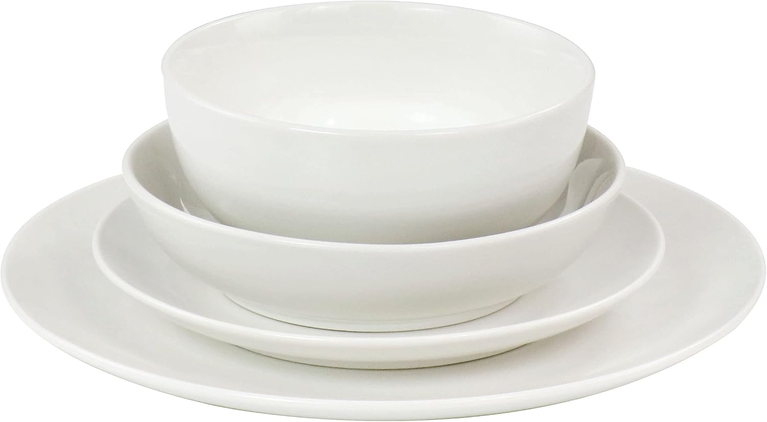 Elama White Porcelain Dish Dinnerware Set, 18 Piece, Newman
