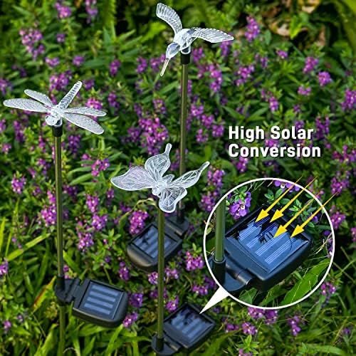OxyLED Solar Garden Stake Light 6 Pack Outdoor Figurine Lighting Waterproof | Color Changing Solar Hummingbird Lights Butterfly Dragonfly for Patio