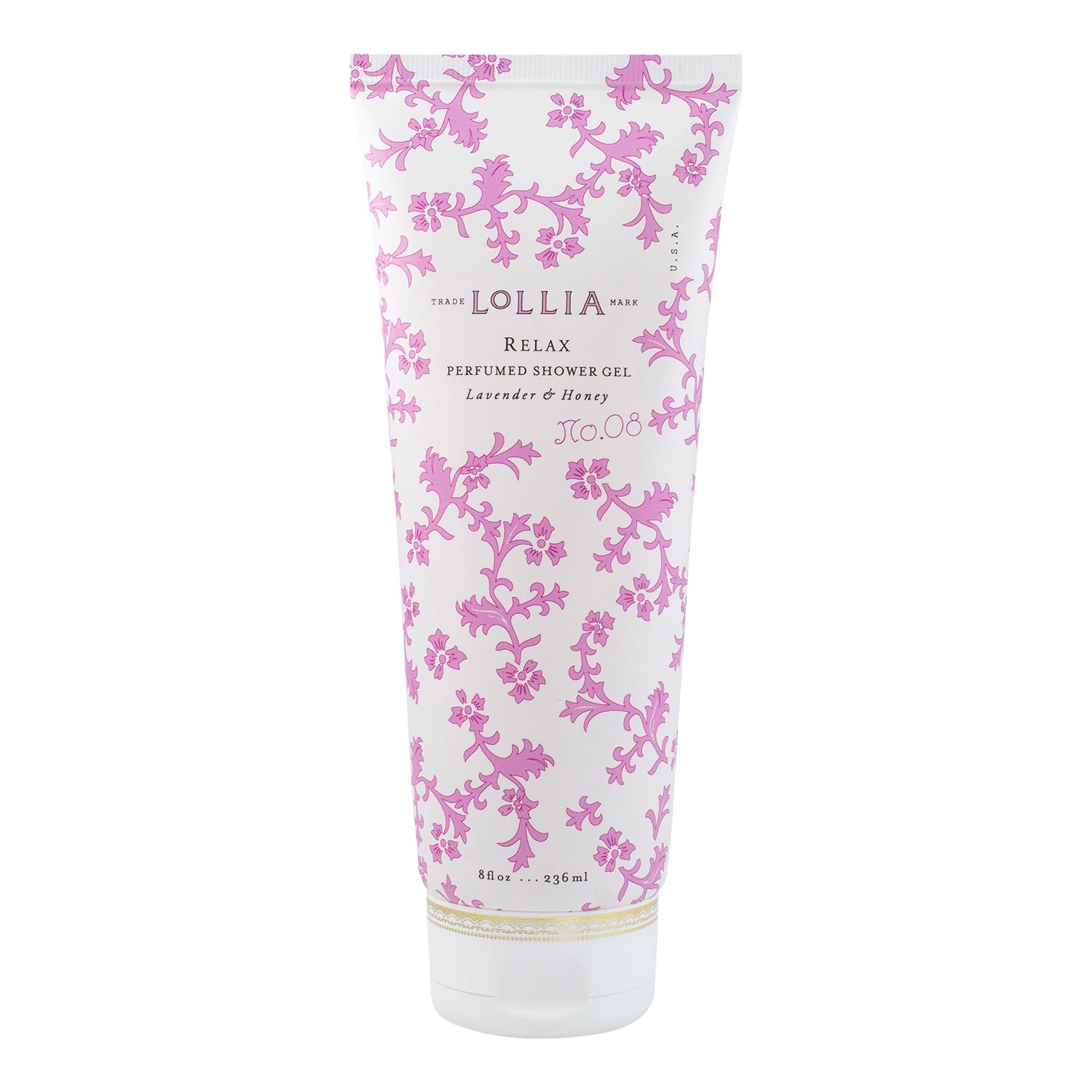 LOLLIA Wish Shower Gel, 8 fl oz, Vanilla Bean, Rice Flower, Jasmine Leaves, & Sugar Cane, Luxury Shea Moisture Hydrating Women's Body Wash, Delicate & Relaxing Scented Bath Soap for Self Care