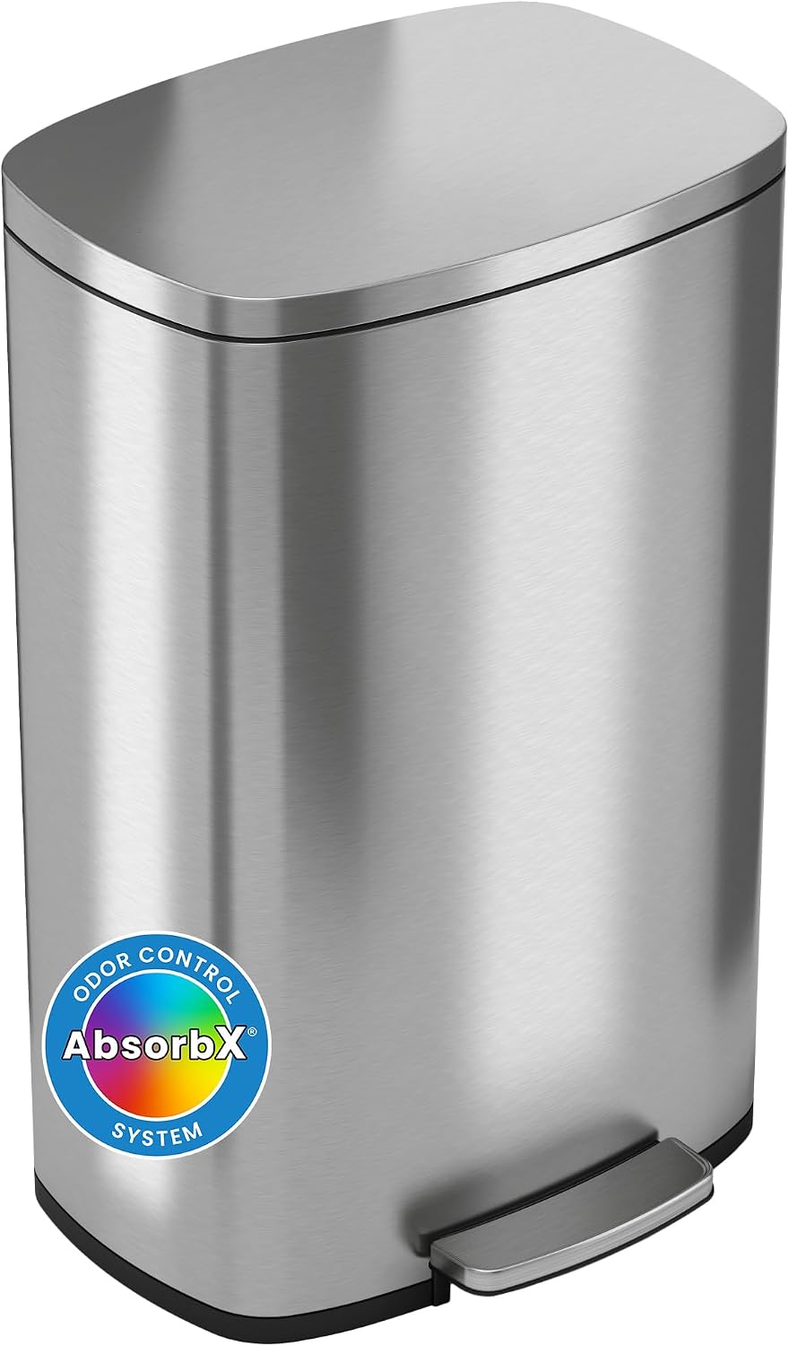 iTouchless Glide 13 Gallon Sensor Garbage Can with Wheels and Odor Control System, Stainless Steel, Automatic Kitchen Bin and Office Trash Bin (Powered by Battery or Optional AC Adapter)