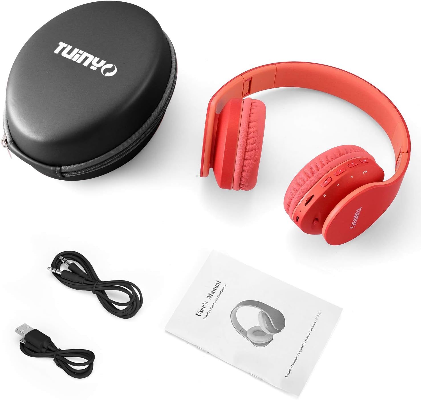 TUINYO Wireless Headphones Over Ear, Bluetooth Headphones with Microphone, Foldable Stereo Wireless Headsetfor Travel Work TV PC Cellphone-Purple