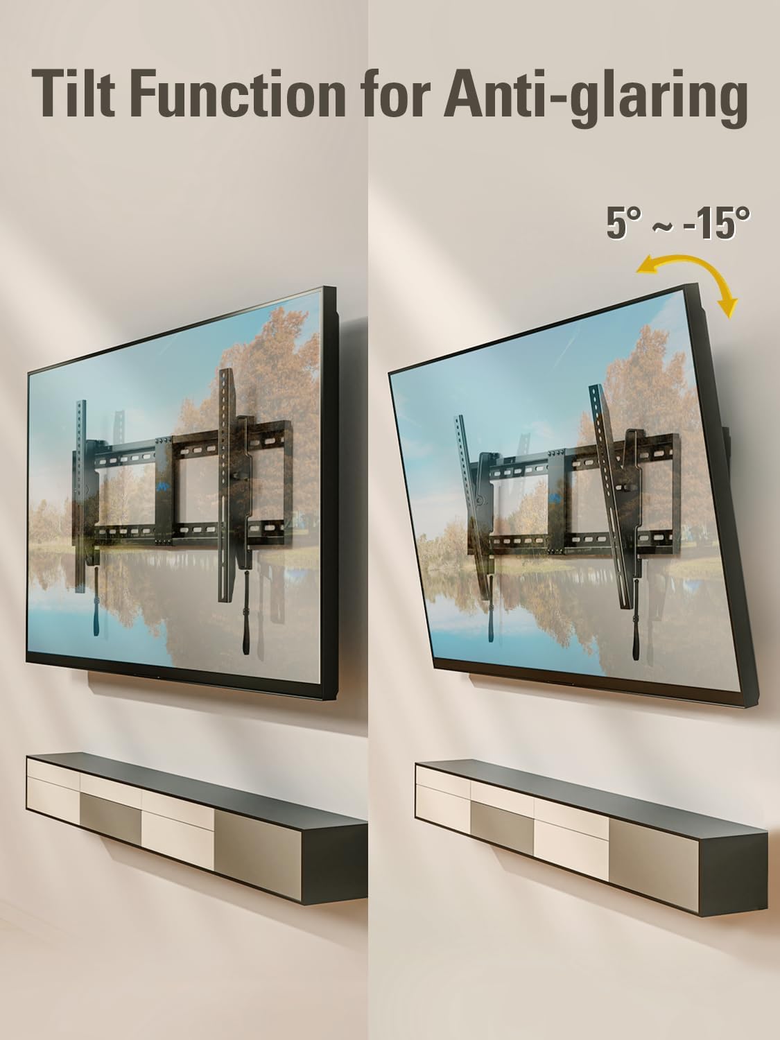 Mounting Dream Tilting TV Wall Mount for Most 37-90 Inch TVs up to 132lbs | Low Profile TV Mount Fits 16", 18", 24" Studs, Max VESA 600x400mm, Wall Mount TV Bracket with Quick Lock & Release, MD2268-LK