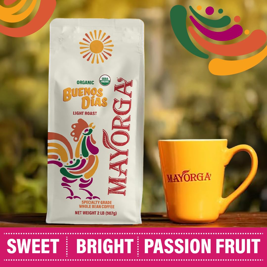 Mayorga Organic Coffee 12oz Cafe Cubano Roast - Dark Roast Whole Bean Coffee Specialty Grade, 100% Arabica, Slow Roasted, Bold and Smooth Flavor with Low Acidity - USDA Organic, Non-GMO, Kosher,