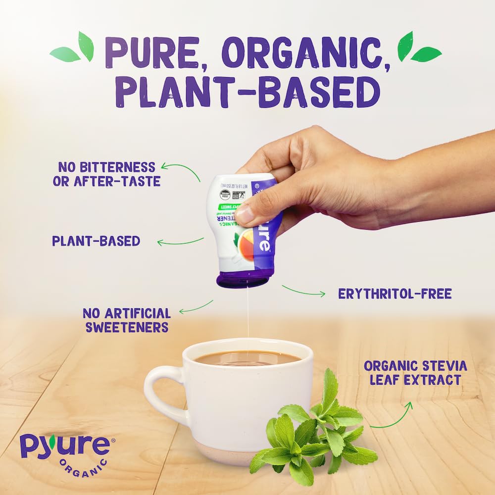 Pyure Liquid Stevia Extract | Zero Calorie Sugar-Free Sweetener, 1.8 Oz | Organic liquid stevia extract for coffee, tea, drinks, keto, diabetic, vegan, zero calorie, sugar-free, and low carb diets