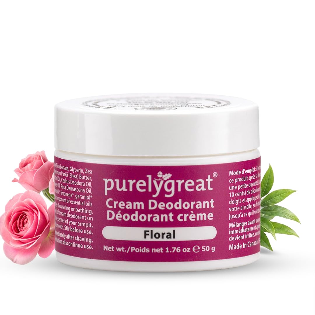 Purelygreat Natural Unscented Cream Deodorant for Women & Men | Aluminum Free Deodorant Women & Men | Vegan & Long Lasting Odor Control | Chemicals, Parabens, BPA & Cruelty Free | 1.76 oz