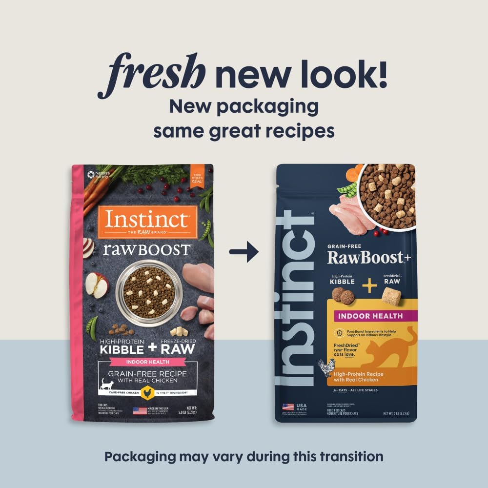 Instinct RawBoost, Dry Cat Food + Freeze Dried, Real Chicken, 10 lb Bag | High-protein kibble with FreshDried raw bites, grain-free, cage-free chicken recipe, minimally processed, complete nutrition