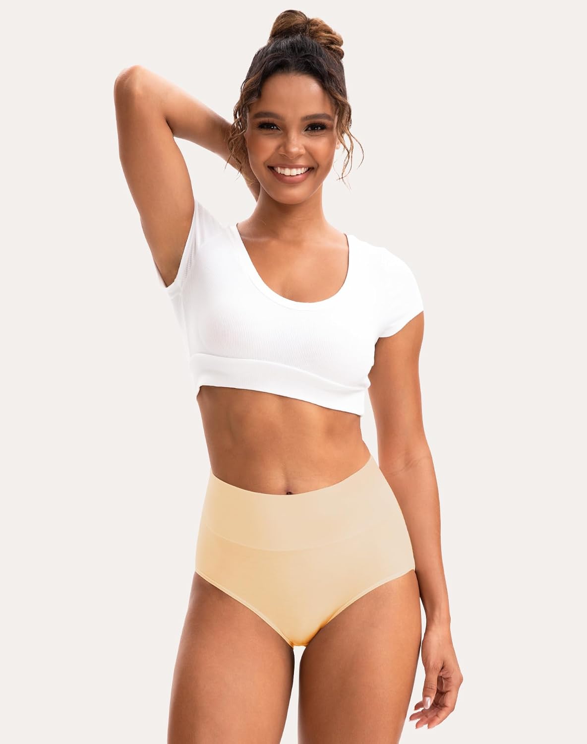 INNERSY Women's High Waisted Underwear Cotton Panties Regular & Plus Size 5-Pack